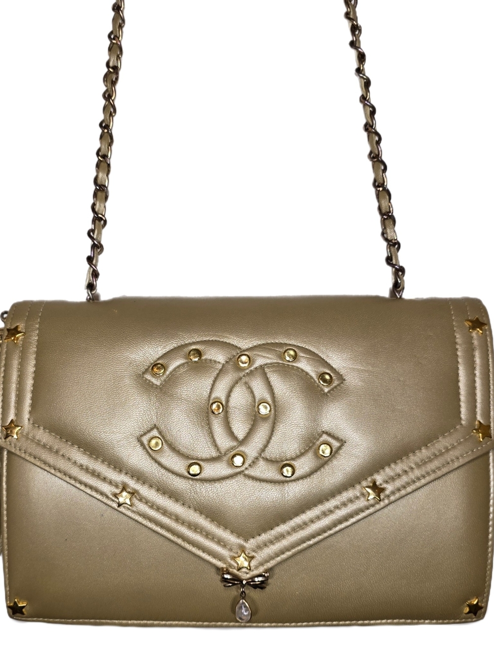 Custom Rivet Gold Chain Shoulder Flap Bag Medium Possibly Leather